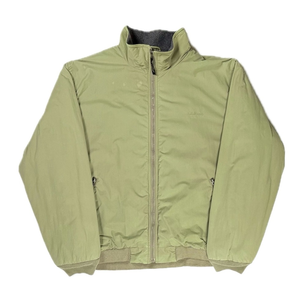 LL Bean nylon shell fleece lined khaki tan O VF43‎ bomber jacket men's XL